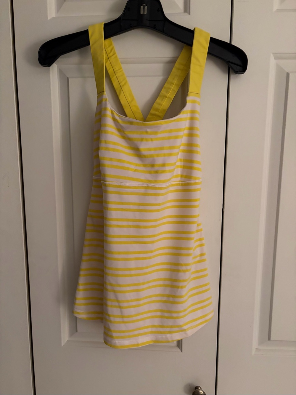 lululemon track and train tank twin stripe sizzle cross back Yellow Tank size 6.